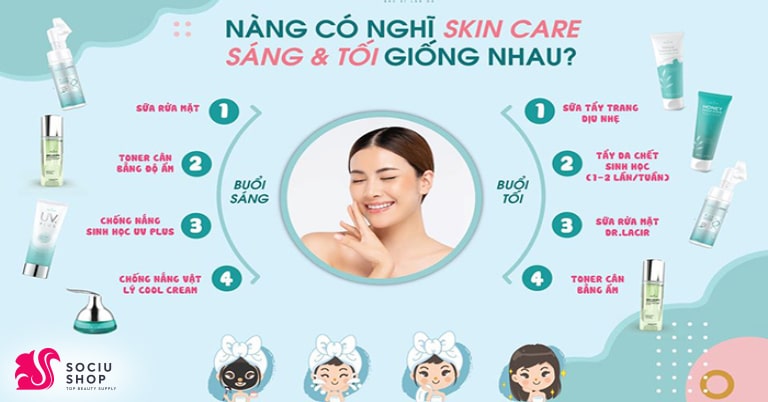 Các bước quan tâm da cơ bản ban ngày với đêm