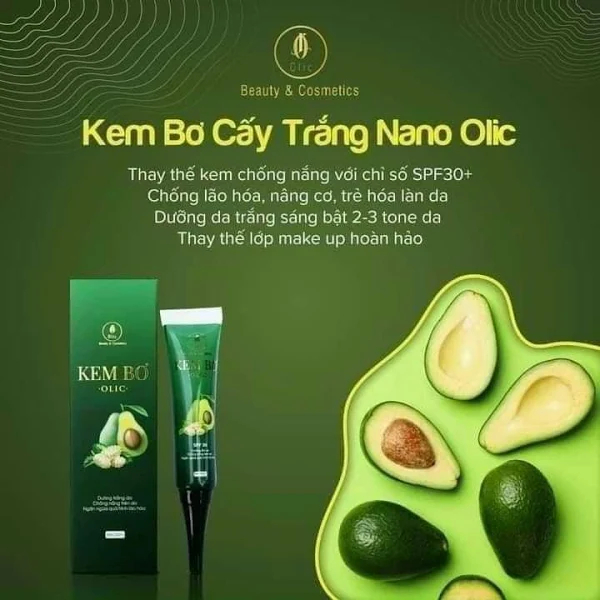 Kem bơ cấy trắng nano olic Kem bơ ghép trắng nano olic