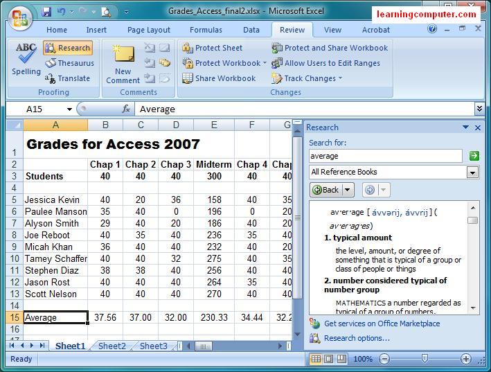 Microsoft tutorial excel review tab