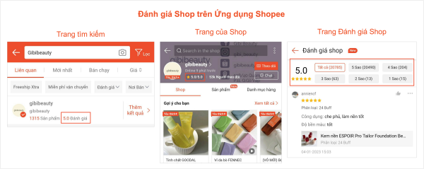 Cách đánh giá sản phẩm trên shopee